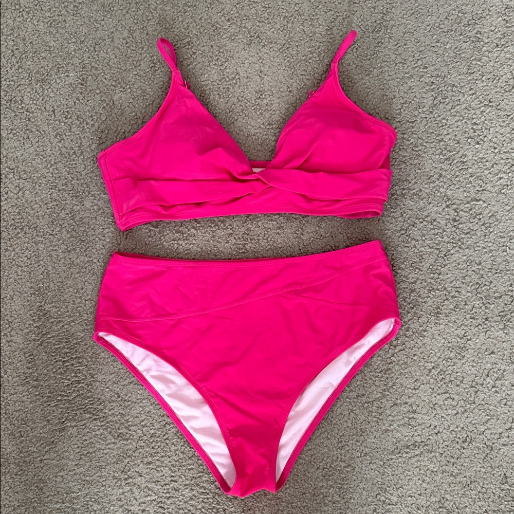 Cupshe hot pink bikini size XL
